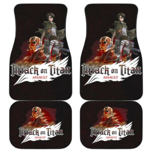 Attack On Titan Anime Car Floor Mats AOT Levi Ackerman Titan Transforming Red Smoking Car Mats