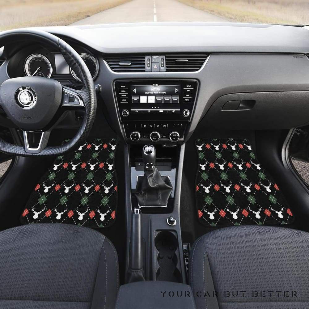 Deer-Christmas-New-Year-Pattern-Argyle-Front-And-Back-Car-Mats-045109-T1120-1