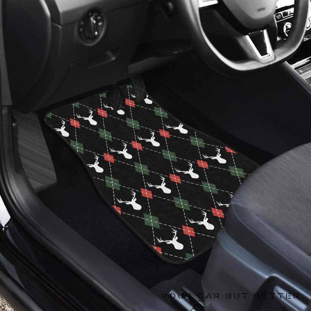 Deer-Christmas-New-Year-Pattern-Argyle-Front-And-Back-Car-Mats-045109-T1120-2