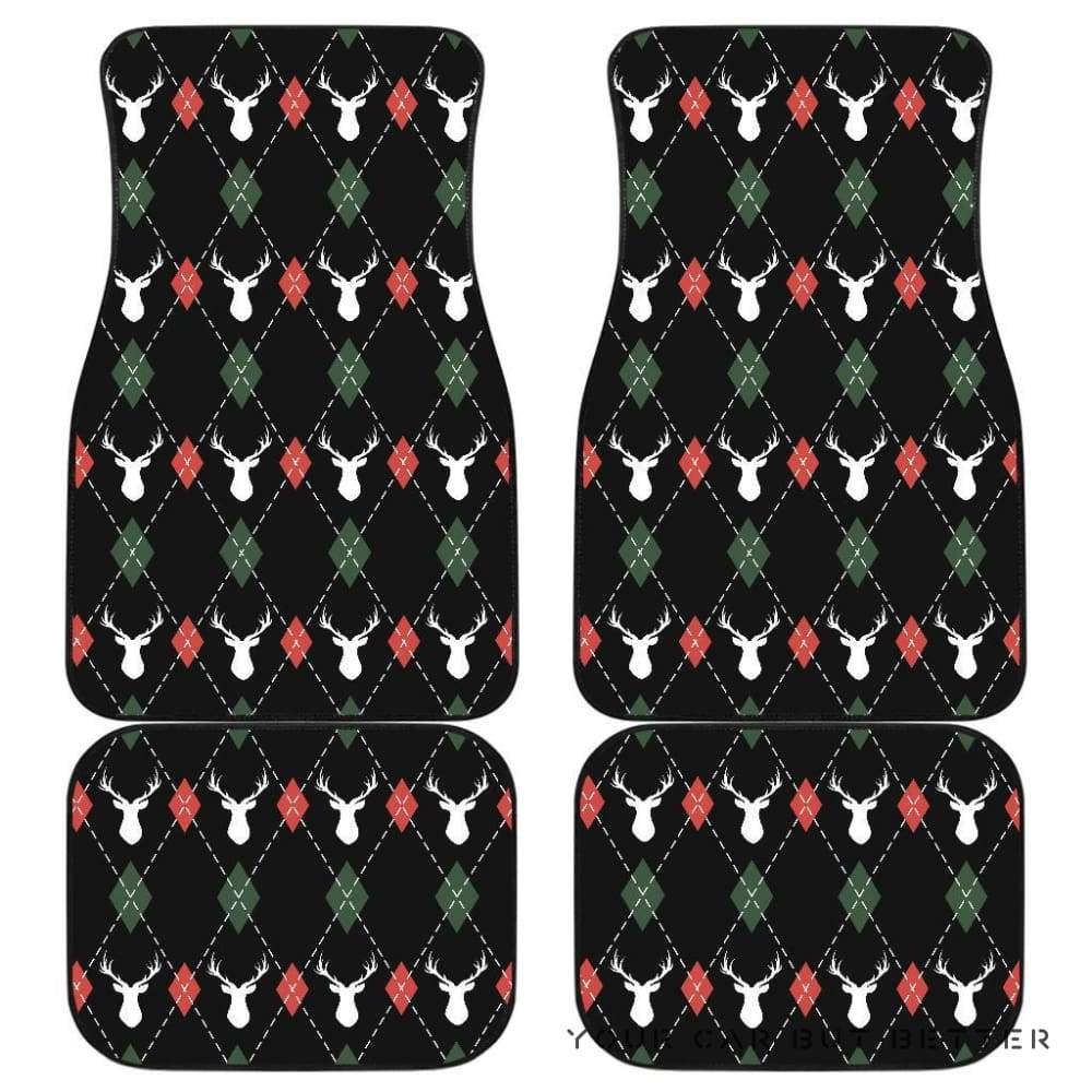 Deer Christmas New Year Pattern Argyle Front And Back Car Mats 045109 T1120 Deer Christmas New Year Pattern Argyle Front And Back Car Mats 045109 T1120