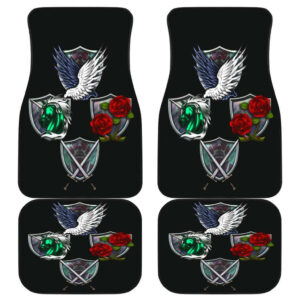 Emblems Attack On Titans in black theme Car Floor Mats 191018