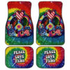 Hippie Tie Dye Car Floor Mats Custom Peace Love Paw US Flag Car Accessories Great Gifts Idea