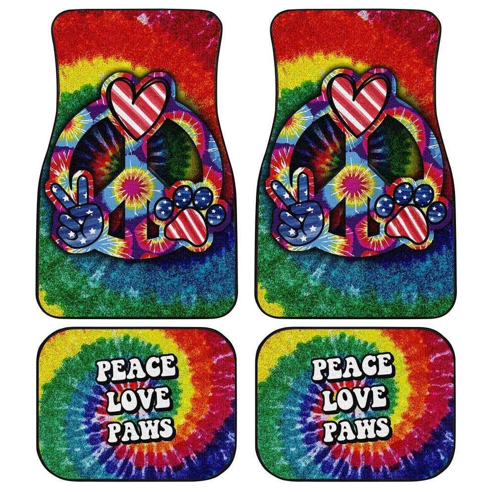 Hippie Tie Dye Car Floor Mats Custom Peace Love Paw US Flag Car Accessories Great Gifts Idea Hippie Tie Dye Car Floor Mats Custom Peace Love Paw US Flag Car Accessories Great Gifts Idea