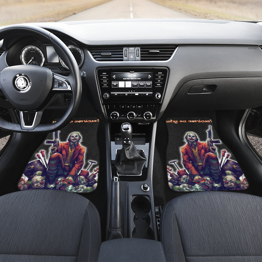 Horror-Movie-Car-Floor-Mats-Joker-With-Gun-Sitting-On-Clown-Heads-Car-Floor-Mats-1