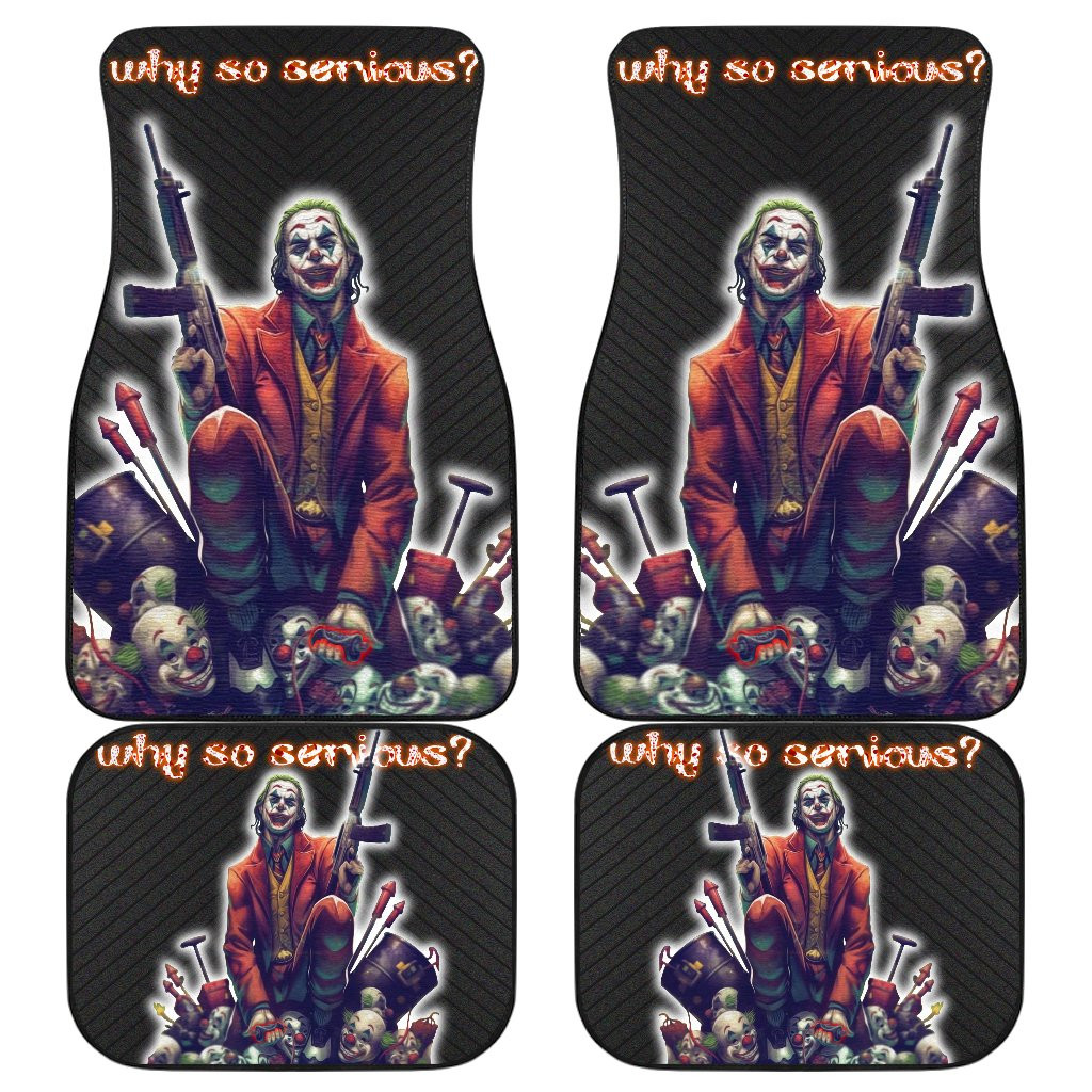 Horror Movie Car Floor Mats Joker With Gun Sitting On Clown Heads Car Floor Mats Horror Movie Car Floor Mats Joker With Gun Sitting On Clown Heads Car Floor Mats