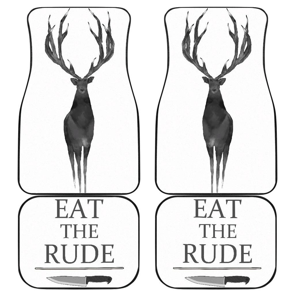 Horror Movie Eat The Rude Deer Animal Big Antlers Car Floor Mats NT082402 Horror Movie Eat The Rude Deer Animal Big Antlers Car Floor Mats NT082402