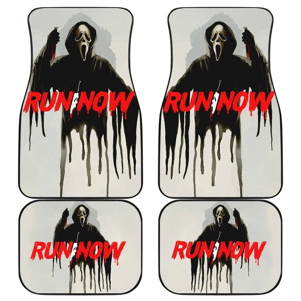 Horror Movie Ghost Face Run Now Car Floor Mats Horror Movie Ghost Face Run Now Car Floor Mats