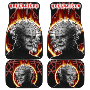 Horror Movie Hellraiser Pin Head Fire Circle Chains Background Car Floor Mats