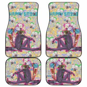 Horror Movie Joker And Harley Quinn Happy Smile Chibi Patterns Car Floor Mats