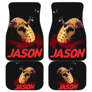 Horror Movie Knife On Jason Mask Bleeding Car Floor Mats