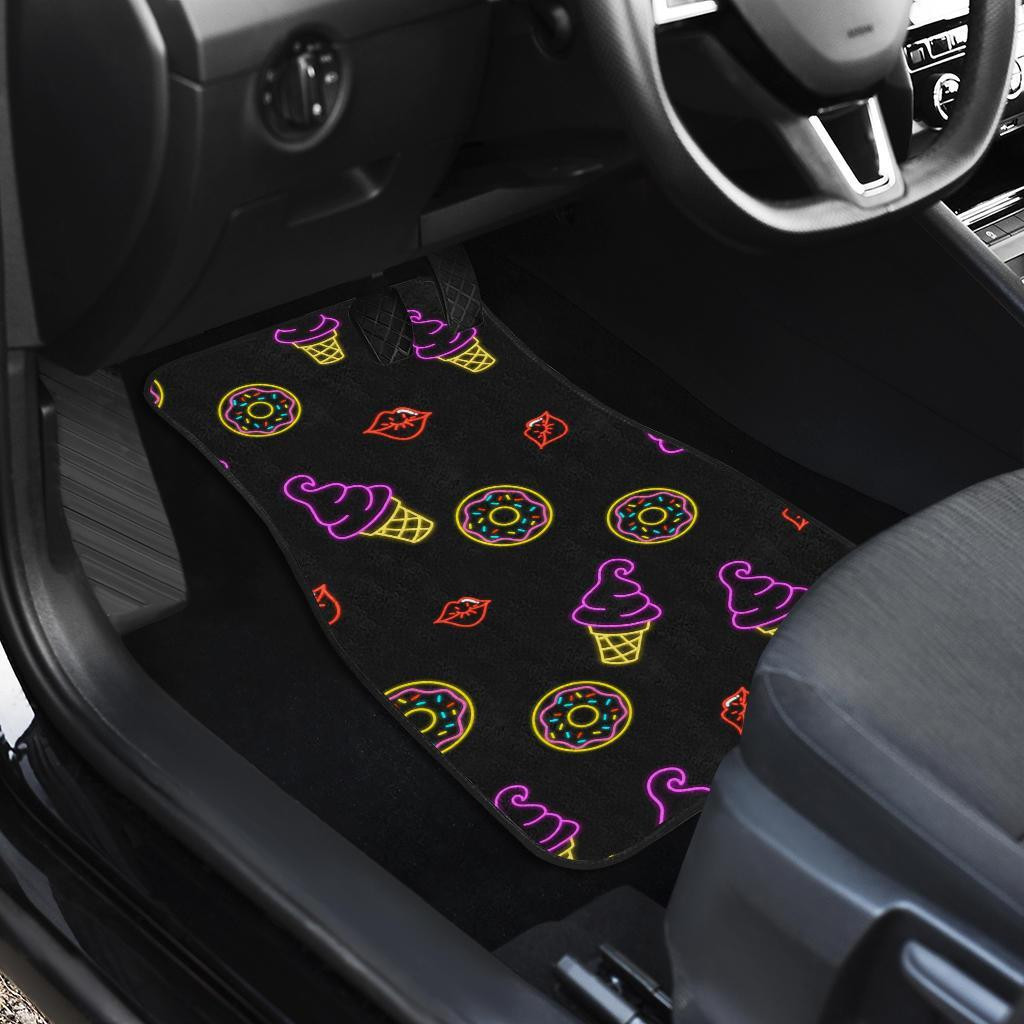 Icream-And-Donut-Neon-Symbols-Custom-in-black-theme-Car-Floor-Mats-191023-2