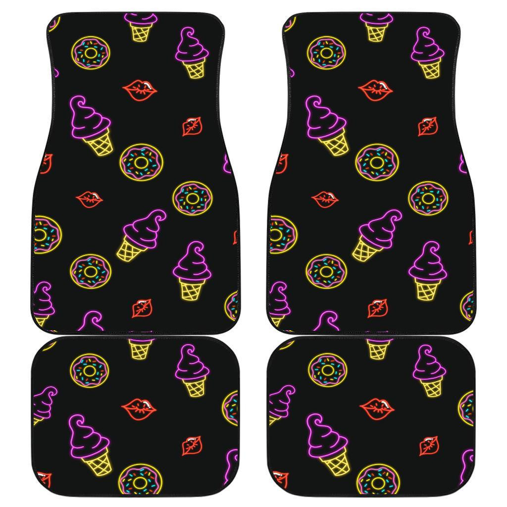 Icream And Donut Neon Symbols Custom in black theme Car Floor Mats 191023 Icream And Donut Neon Symbols Custom in black theme Car Floor Mats 191023
