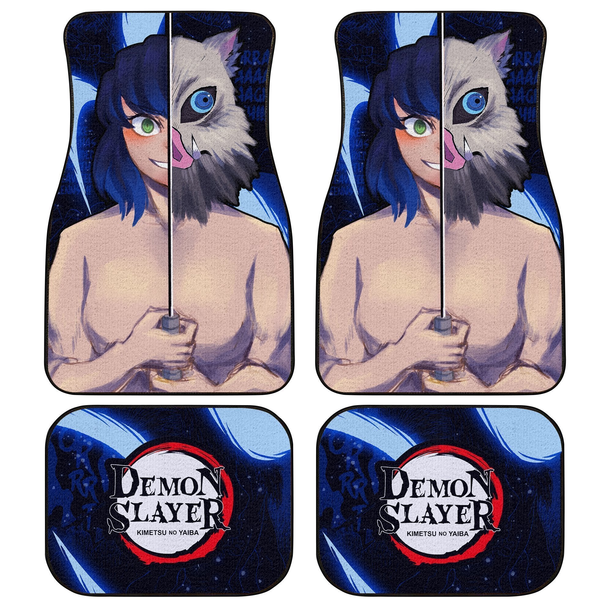 Inosuke Car Floor Mats Custom Face Demon Slayer Anime Car Accessories Inosuke Car Floor Mats Custom Face Demon Slayer Anime Car Accessories