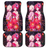 Kimono Girl Japanese Anime Flower in black theme Car Floor Mats 191017