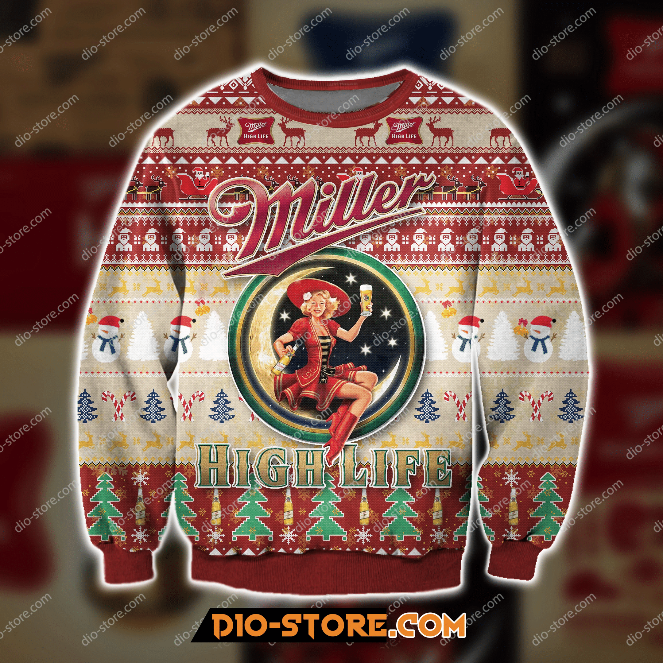 3D All Over Print Miller High Life Beer Ugly Christmas Sweater 3D All Over Print Miller High Life Beer Ugly Christmas Sweater