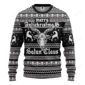 3D Antichristmas Satan Claus Ugly Christmas Sweater Sweatshirt Apparel