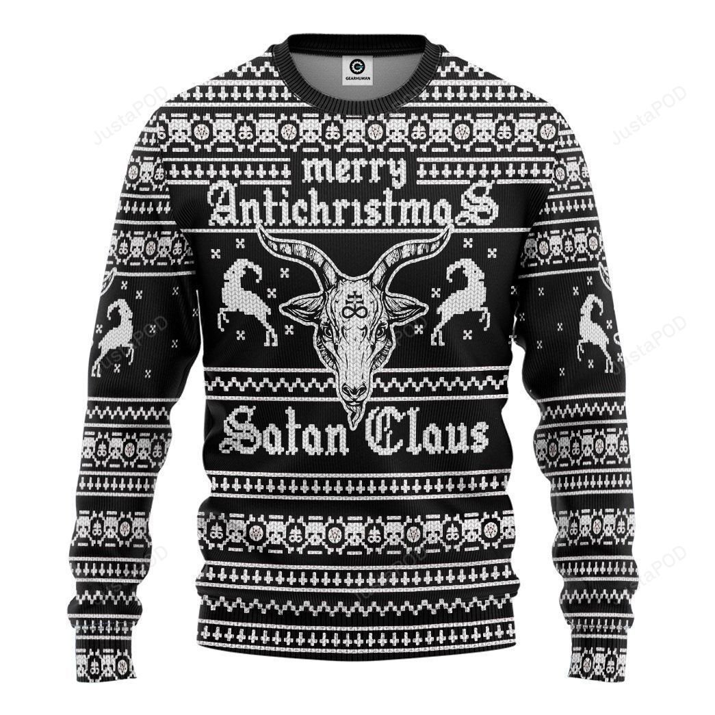 3D Antichristmas Satan Claus Ugly Christmas Sweater Sweatshirt Apparel 3D Antichristmas Satan Claus Ugly Christmas Sweater Sweatshirt Apparel