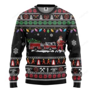 3D Firefighter Santa Ugly Sweater