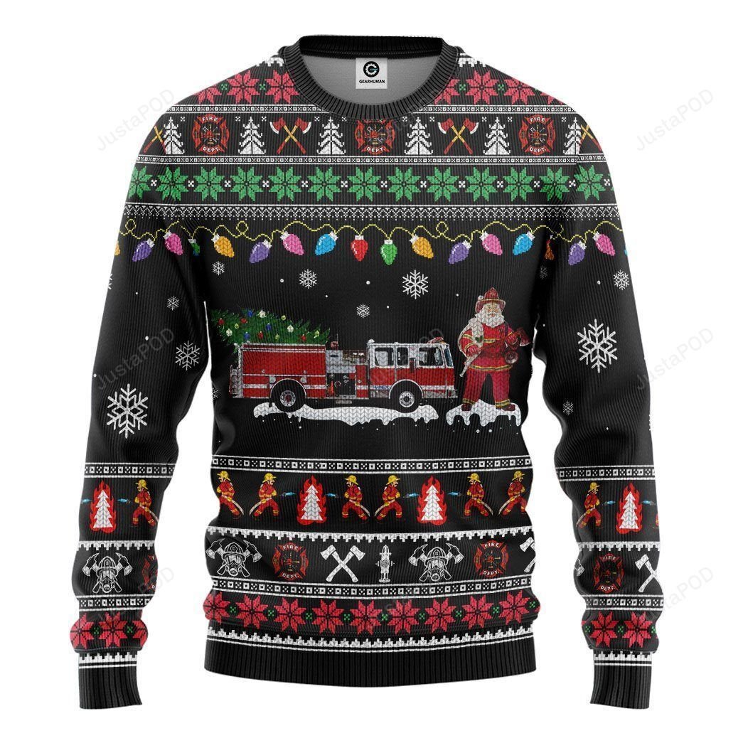 3D Firefighter Santa Ugly Sweater 3D Firefighter Santa Ugly Sweater