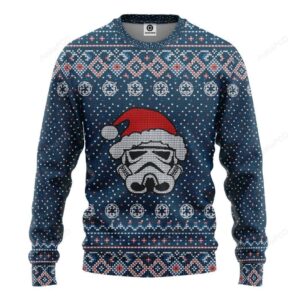 3D Ugly Christmas Mask Santa Red Sweatshirt Ugly Sweater