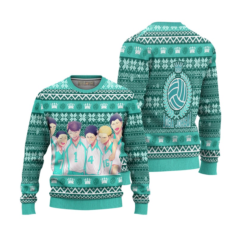 Aoba Johsai High Ugly Christmas Sweater Haikyuu Anime Xmas Gift Aoba Johsai High Ugly Christmas Sweater Haikyuu Anime Xmas Gift