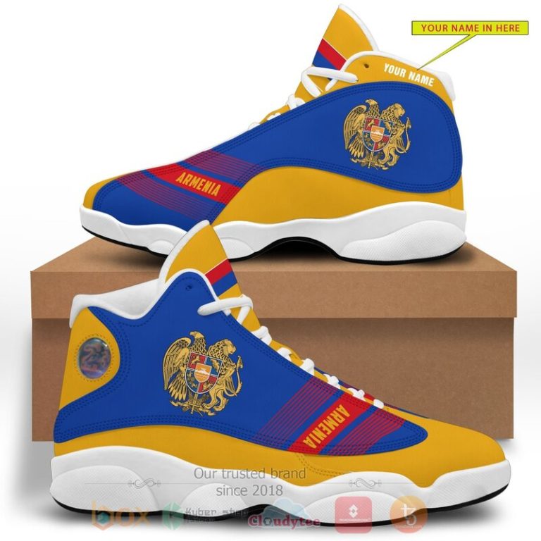 Armenia-Personalized-Yellow-Air-Jordan-13-Shoes-2