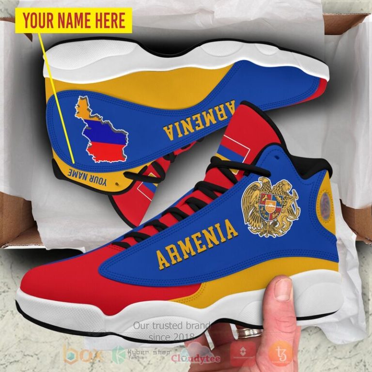 Armenia-Personalized-Yellow-Blue-Air-Jordan-13-Shoes-2