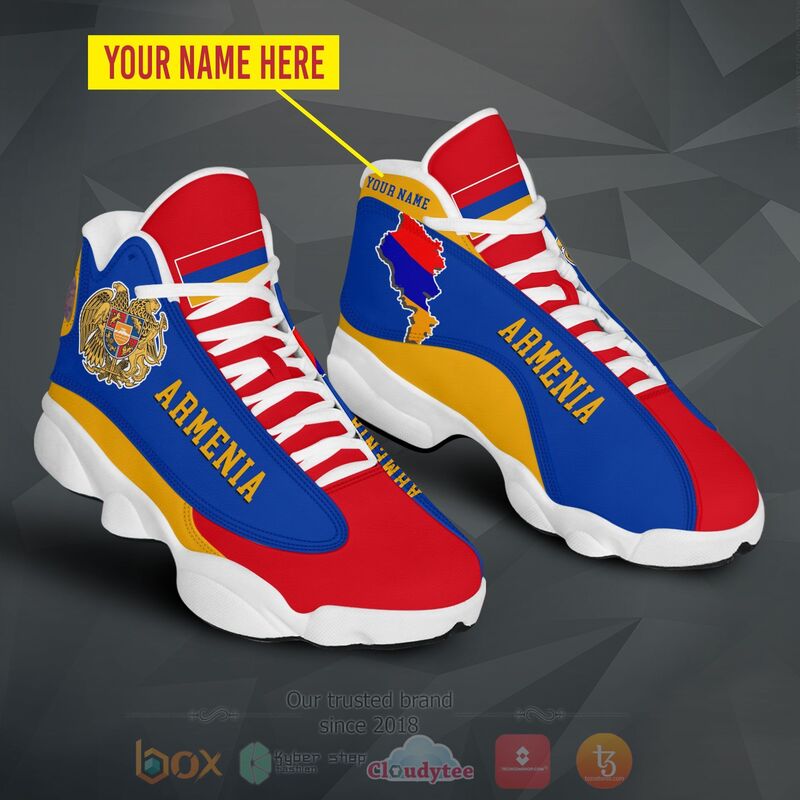 Armenia Personalized Yellow Blue Air Jordan 13 Shoes Armenia Personalized Yellow Blue Air Jordan 13 Shoes