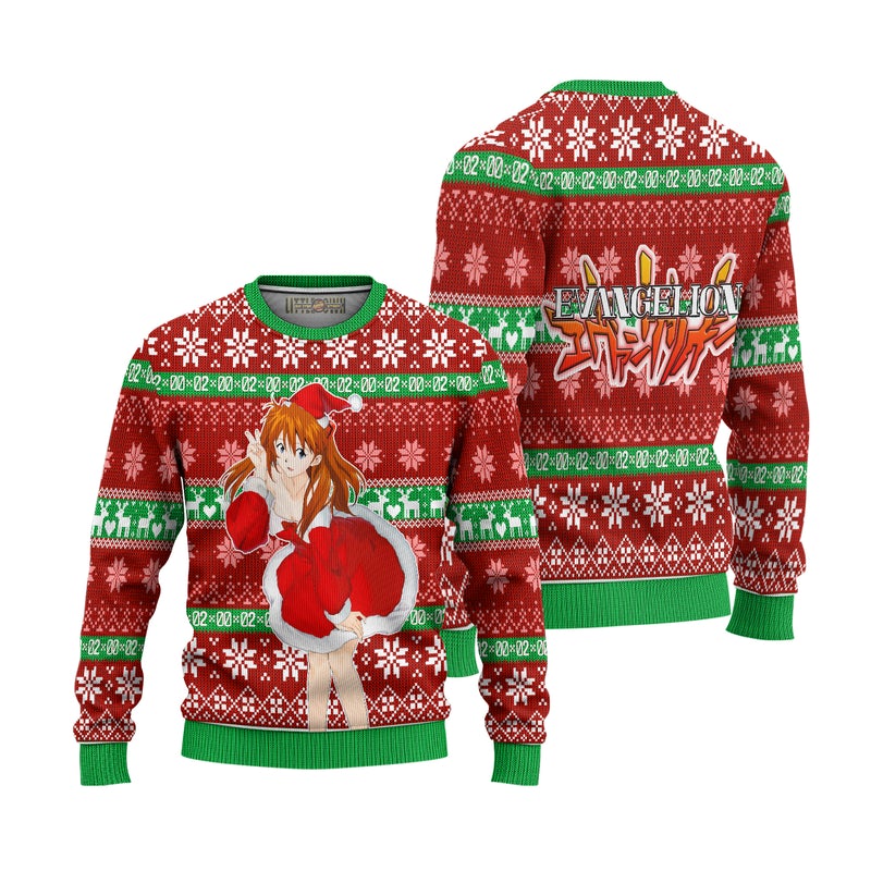 Asuka Langley Sohryu Anime Ugly Christmas Sweater Custom Neon Genesis Evangelion Xmas Gift Asuka Langley Sohryu Anime Ugly Christmas Sweater Custom Neon Genesis Evangelion Xmas Gift