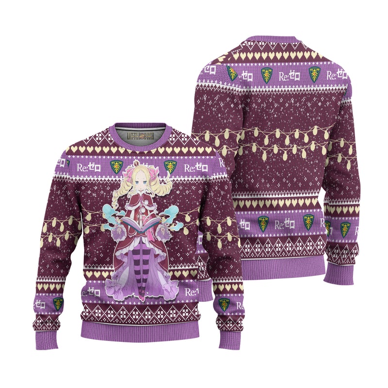Beatrice Anime Ugly Christmas Sweater Custom Re Zero Xmas Gift Beatrice Anime Ugly Christmas Sweater Custom Re Zero Xmas Gift