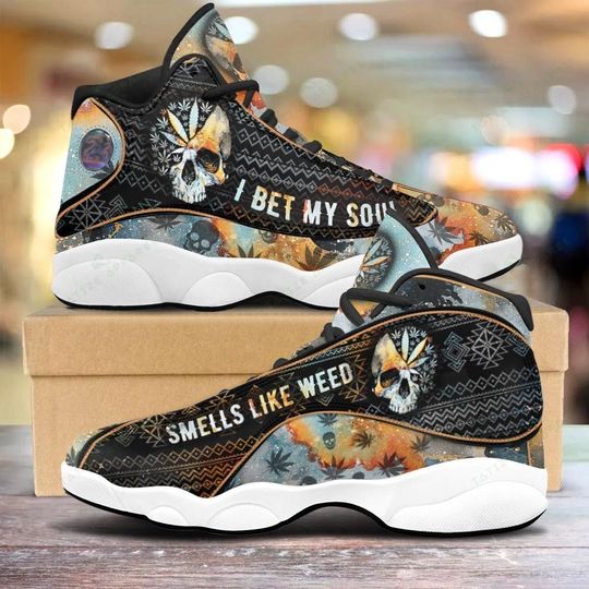 Bet My Soul Smells Like Weed All Over Print Air Jordan 13 Sneakers Bet My Soul Smells Like Weed All Over Print Air Jordan 13 Sneakers