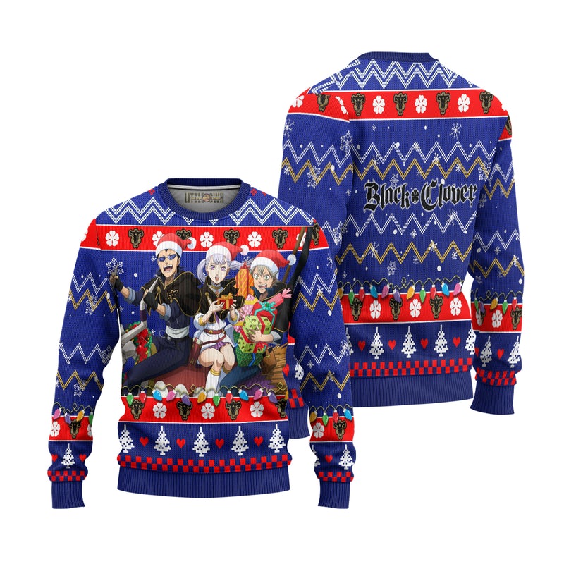 Black Clover Anime Ugly Christmas Sweater Characters Xmas Gift Black Clover Anime Ugly Christmas Sweater Characters Xmas Gift