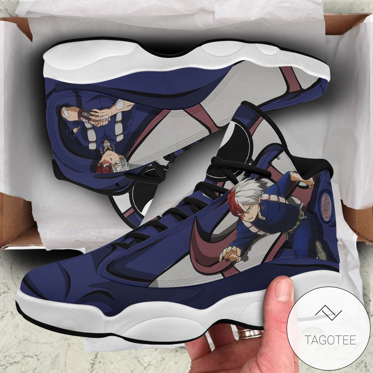 Bnha Shoto Todoroki Sneakers Custom Anime My Hero Academia Air Jordan 13 Shoes Bnha Shoto Todoroki Sneakers Custom Anime My Hero Academia Air Jordan 13 Shoes