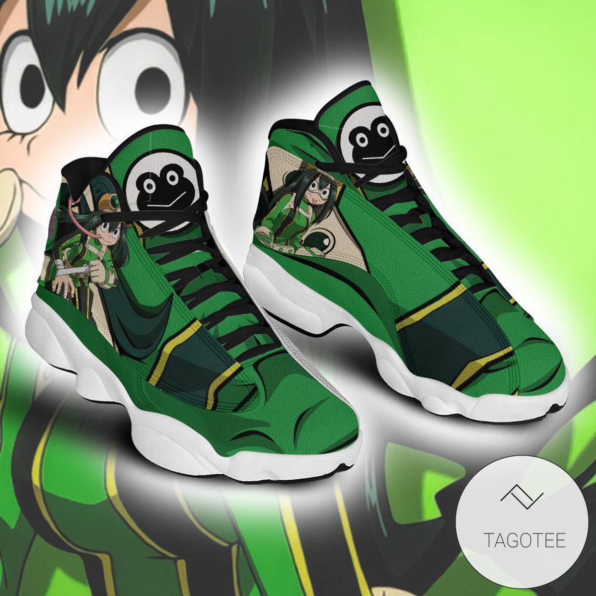 Bnha Tsuyu Asui Sneakers Custom Anime My Hero Academia Air Jordan 13 Shoes Bnha Tsuyu Asui Sneakers Custom Anime My Hero Academia Air Jordan 13 Shoes
