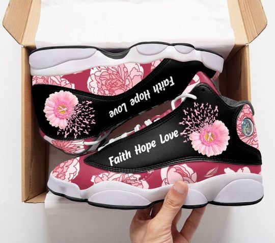 Breast Cancer Flower Faith Hope Love All Over Printed Air Jordan 13 Sneakers Breast Cancer Flower Faith Hope Love All Over Printed Air Jordan 13 Sneakers