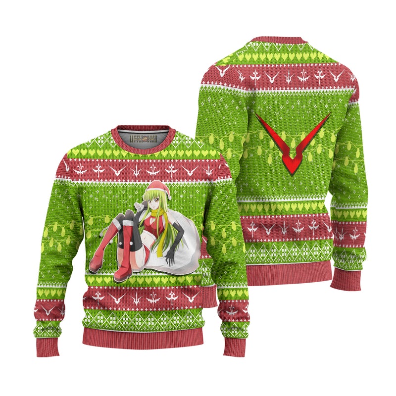 C.C. Anime Ugly Christmas Sweater Custom Code Geass Xmas Gift C.C. Anime Ugly Christmas Sweater Custom Code Geass Xmas Gift
