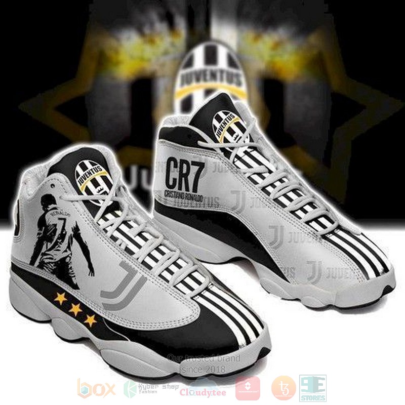 Christiano Ronaldo And Juventus Football Cr7 Air Jordan 13 Shoes Christiano Ronaldo And Juventus Football Cr7 Air Jordan 13 Shoes