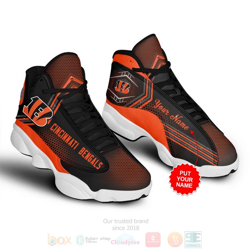 Cincinnati Bengals Nfl Custom Name Air Jordan 13 Shoes 3 Cincinnati Bengals Nfl Custom Name Air Jordan 13 Shoes 3