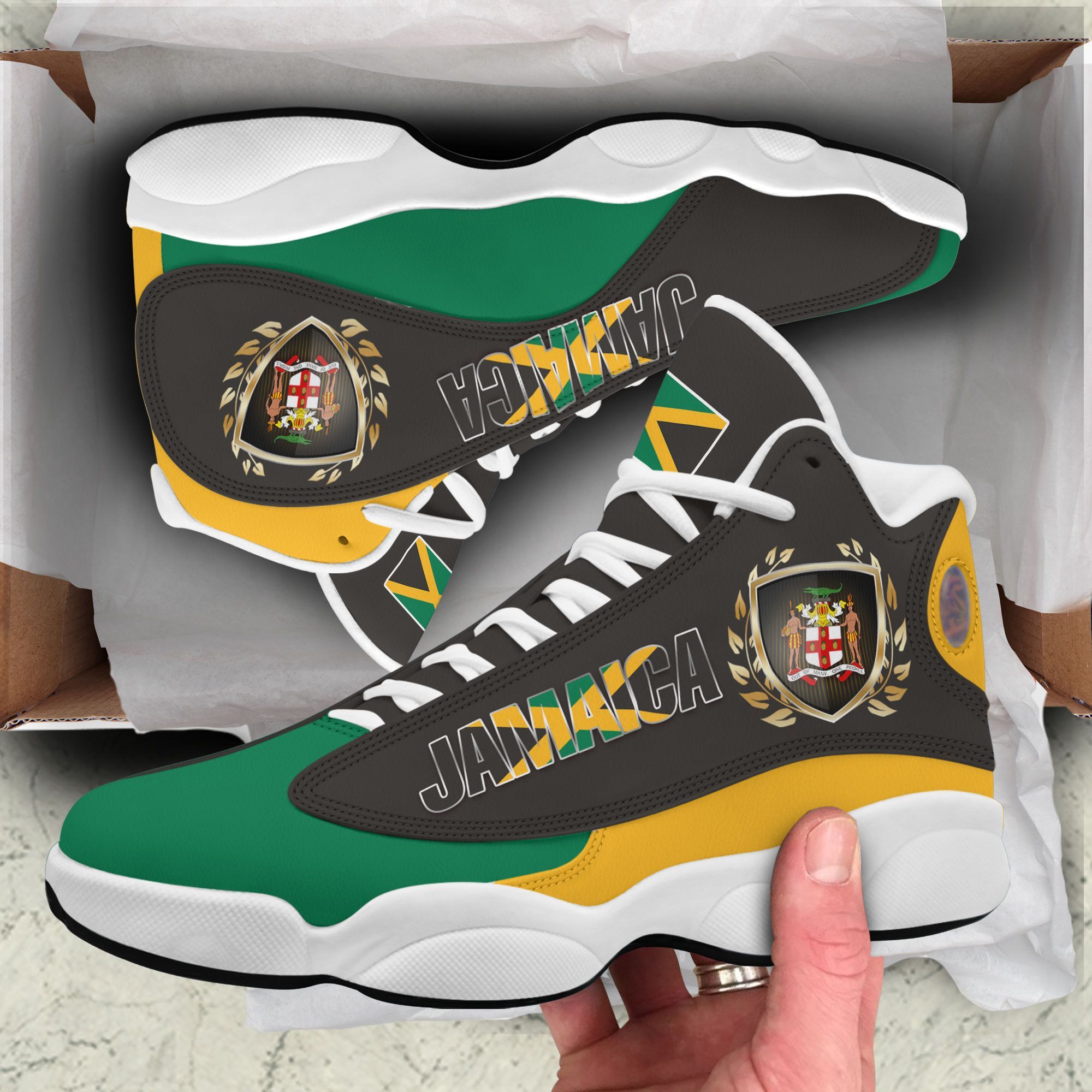 Coat Of Arms Of Jamaica Flag Air Jordan 13 Shoes Coat Of Arms Of Jamaica Flag Air Jordan 13 Shoes
