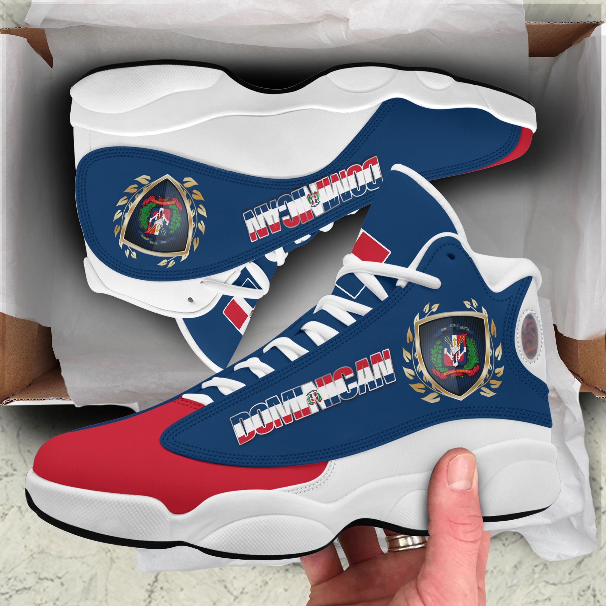 Coat Of Arms Of The Dominican Republic Blue Red Air Jordan 13 Shoes Coat Of Arms Of The Dominican Republic Blue Red Air Jordan 13 Shoes