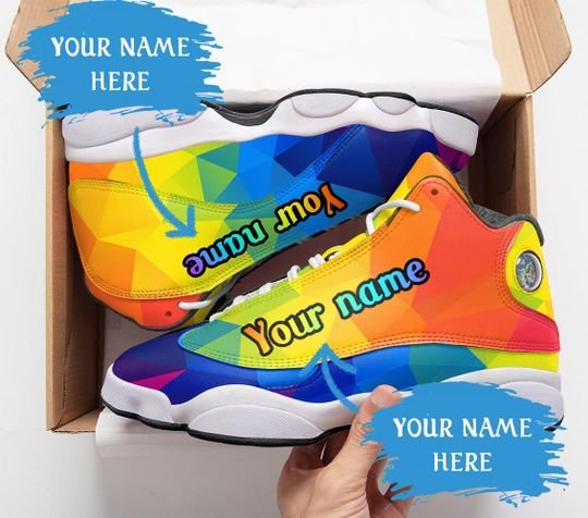 Custom Name Lgbt Color Pattern All Over Printed Air Jordan 13 Sneakers Custom Name Lgbt Color Pattern All Over Printed Air Jordan 13 Sneakers