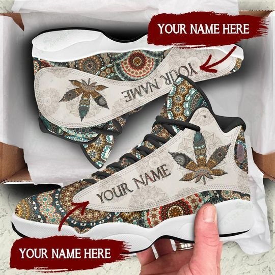 Custom Name Mandala Weed Leaf All Over Printed Air Jordan 13 Sneakers Custom Name Mandala Weed Leaf All Over Printed Air Jordan 13 Sneakers