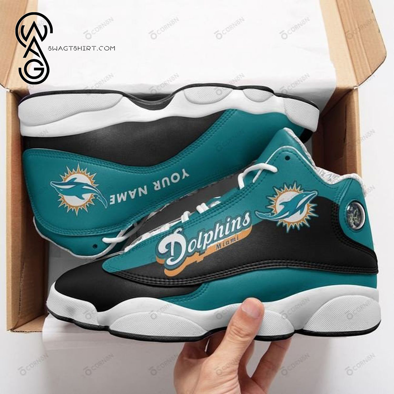 Custom Nfl Miami Dolphins Air Jordan 13 Shoes Custom Nfl Miami Dolphins Air Jordan 13 Shoes