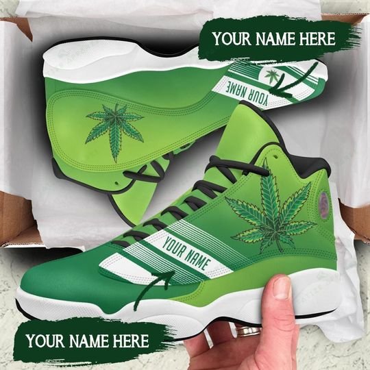 Custom Your Name Weed Leaf All Over Printed Air Jordan 13 Sneakers Custom Your Name Weed Leaf All Over Printed Air Jordan 13 Sneakers