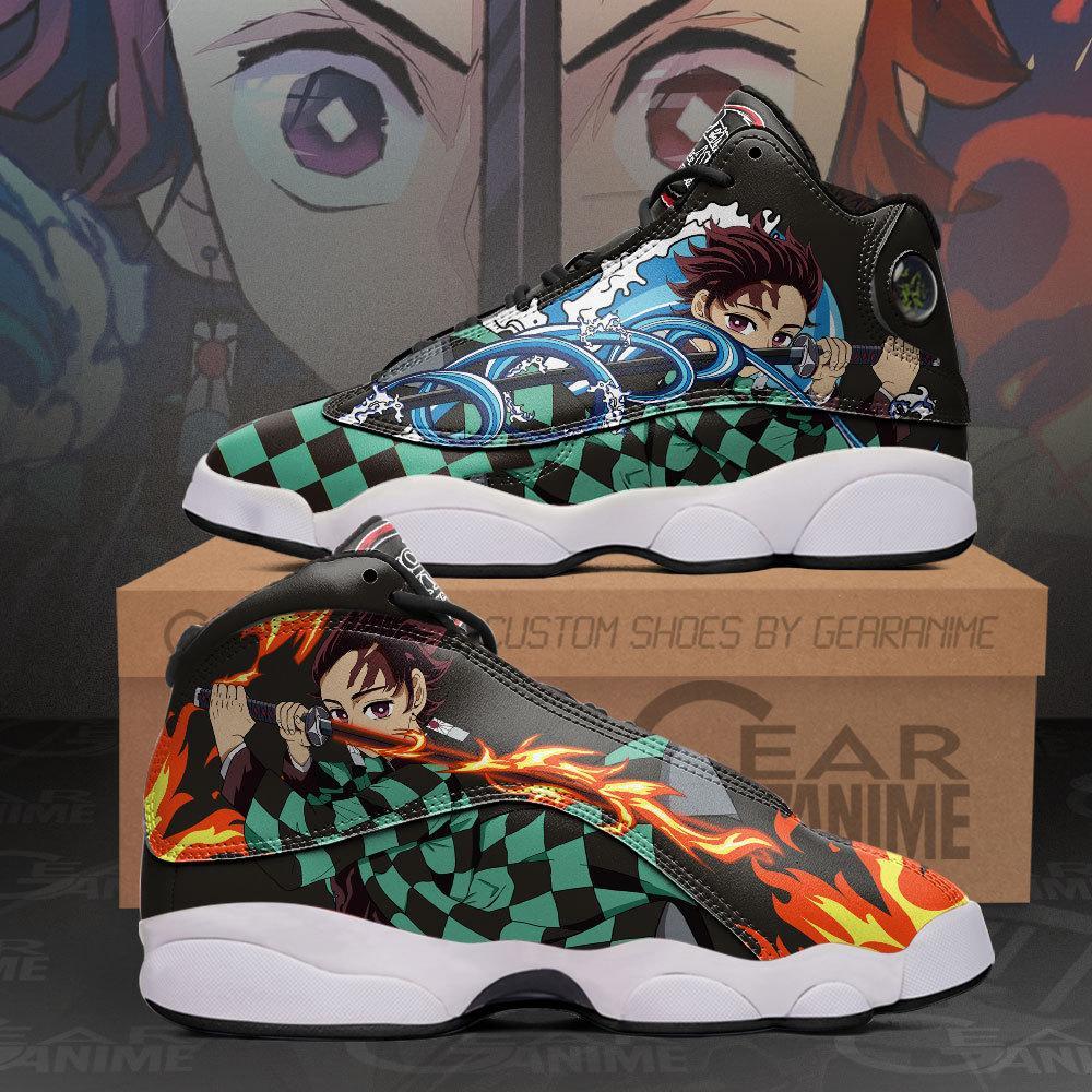 Demon Slayer Tanjiro Water Sun Breathing Air Jordan 13 Sneaker Shoes Demon Slayer Tanjiro Water Sun Breathing Air Jordan 13 Sneaker Shoes