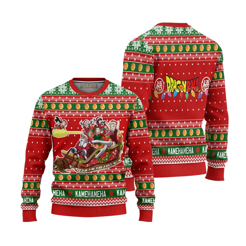 Dragon Ball Anime Ugly Christmas Sweater Red Characters Xmas Gift Dragon Ball Anime Ugly Christmas Sweater Red Characters Xmas Gift
