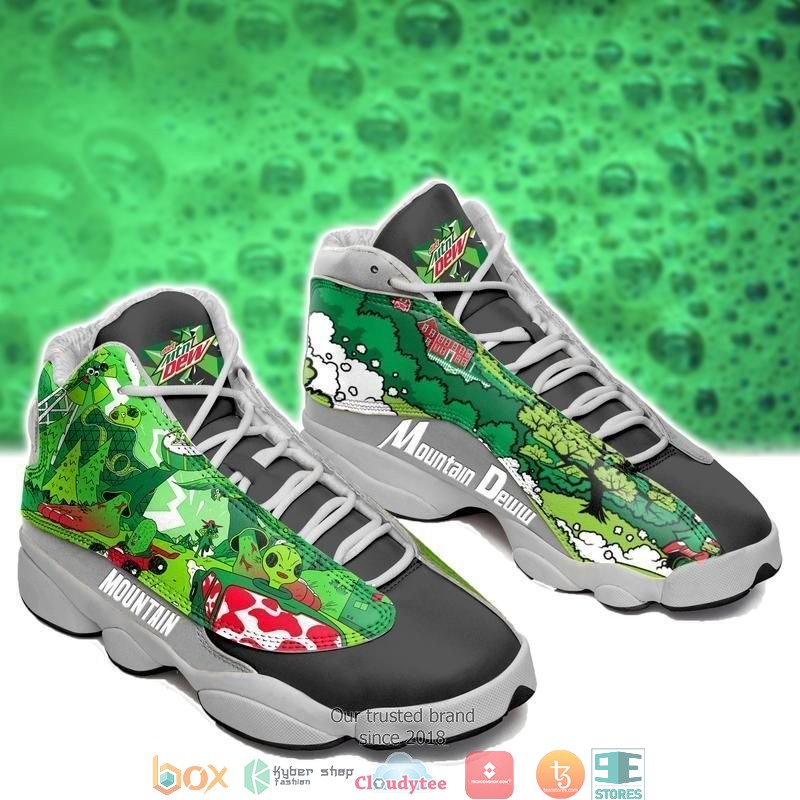 Drink Mountain Dew Teams Big Logo Air Jordan 13 Sneaker Shoes Drink Mountain Dew Teams Big Logo Air Jordan 13 Sneaker Shoes