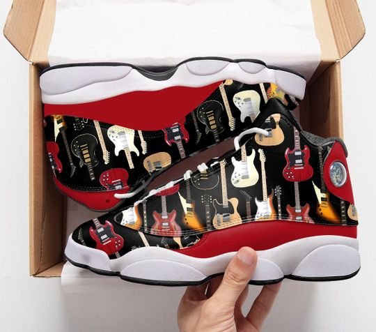 Electric Guitar Pattern All Over Printed Air Jordan 13 Sneakers Electric Guitar Pattern All Over Printed Air Jordan 13 Sneakers