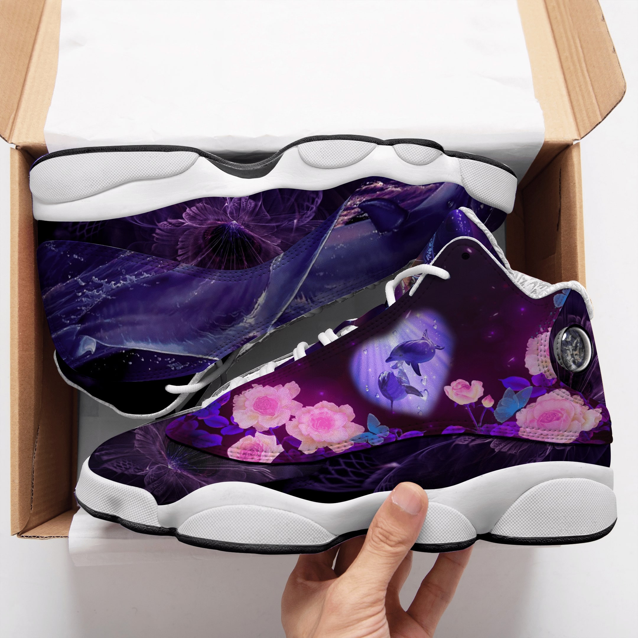 Floral Dolphin All Over Printed Air Jordan 13 Sneakers Floral Dolphin All Over Printed Air Jordan 13 Sneakers