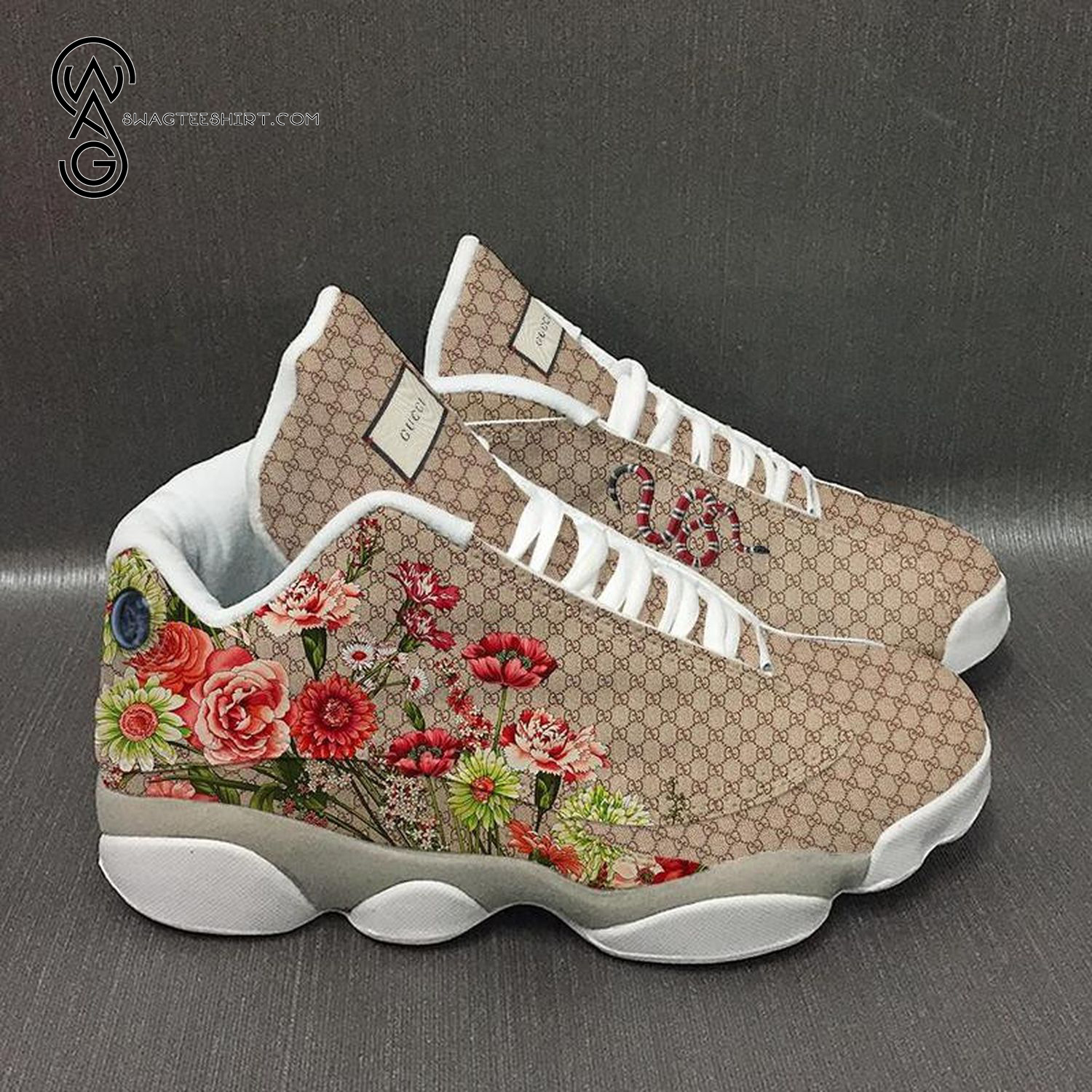 Floral Gucci Classic Symbol Air Jordan 13 Sneakers Floral Gucci Classic Symbol Air Jordan 13 Sneakers
